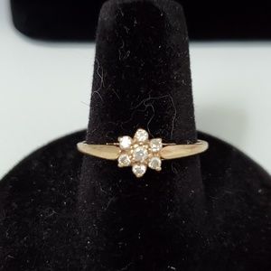 Dainty 10k CZ Flower Ring